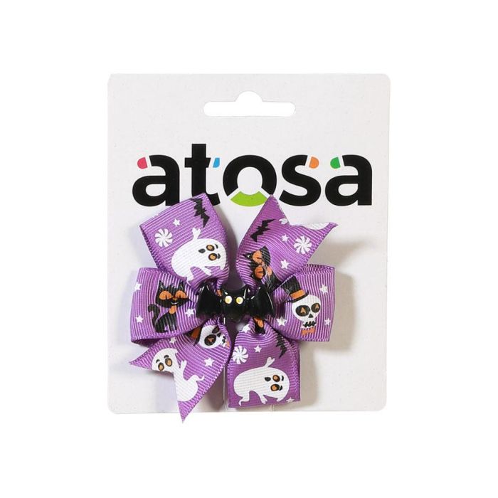 Moño de Cinta Morada para Disfraces Halloween con Gato y Fantasmas 1