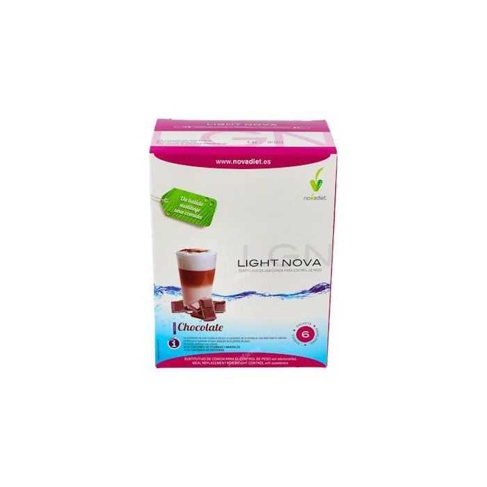 NOVADIET Light Nova Batido Sustitutivo de Comida Sabor Chocolate, Ayuda a Mantener el Peso, 6 Sobres