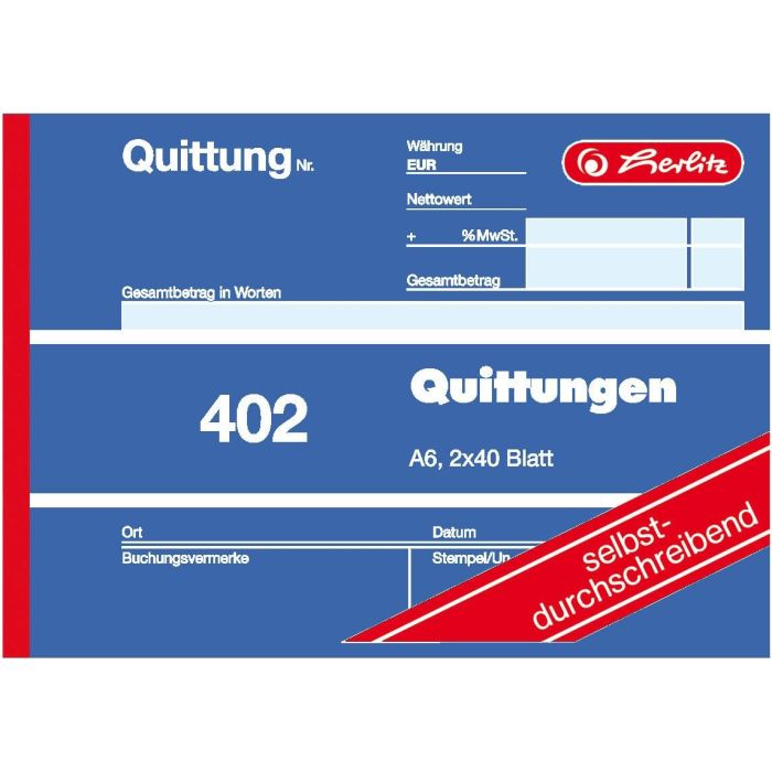Herlitz Quittungsblock 2x40 Bl. A6 selbstdurchschreibend 1