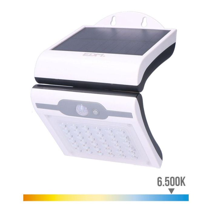 Aplique solar 2w 220lm 6.500k con sensor color blanco edm