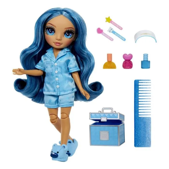 Rainbow High Junior High Pyjama Party Muñeca de moda articulada de 22 cm Skyler (Azul) con muchos accesorios LIT0035051530947 a partir de 4 años 2