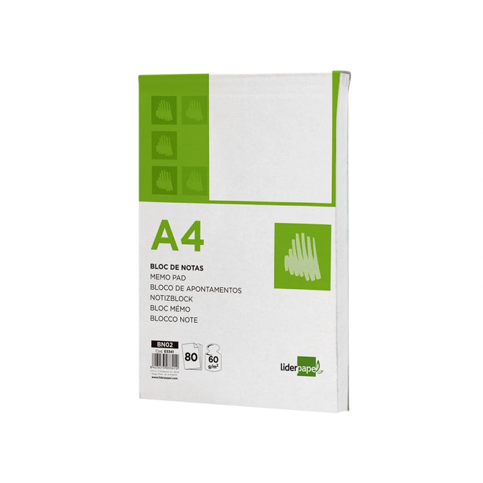 Liderpapel Bloc de Notas Liso A4 80 Hojas 60 g/m² 3