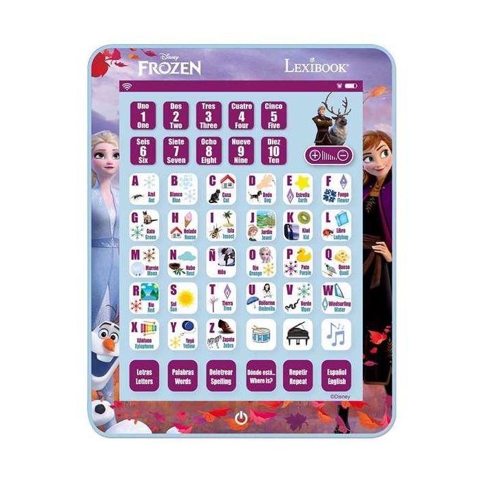 Tablet educativa bilingüe ingles-español frozen con 80 actividades. 24.4x19x1.5 cm 1