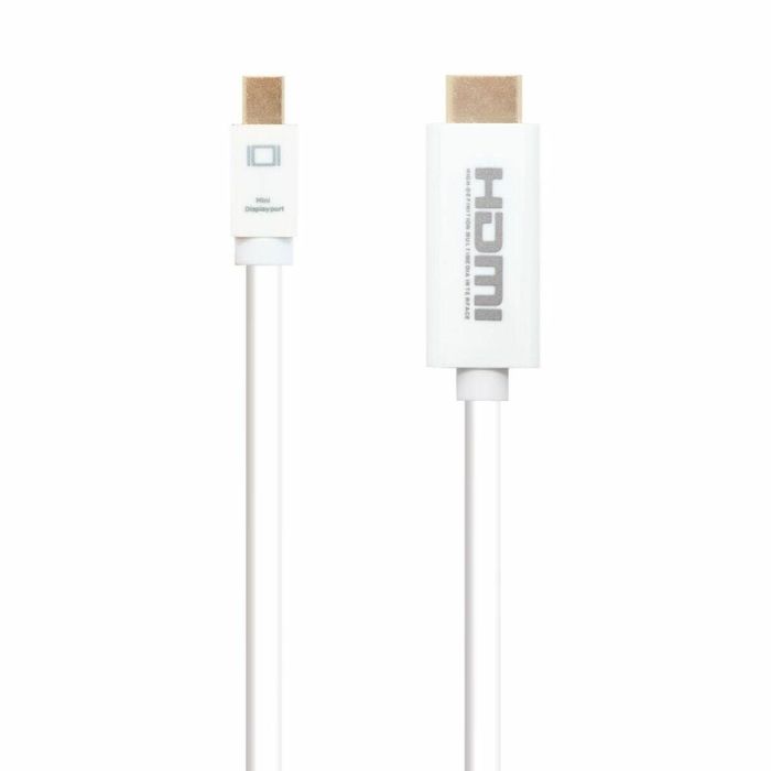 Nanocable Cable Conversor Mini DP a HDMI, Compatible con 4K, DisplayPort 1.2a, HDMI 1.4b, 2 metros, Blanco 1