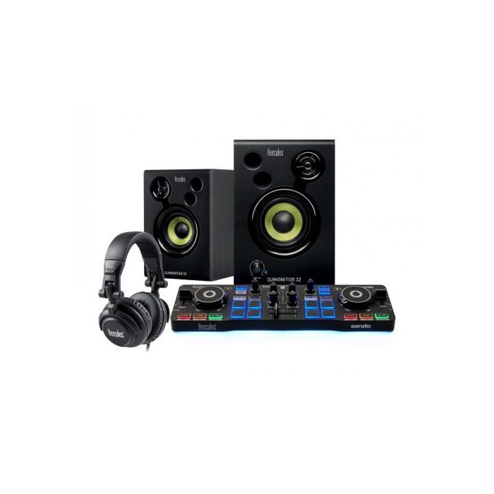 Hercules DJStarter Kit Controlador DJ con Auriculares 3.5 mm, 4 Pads de Batería, Ecualizador - Negro 4780890 0 Hercules DJStarter Kit Controlador DJ con Auriculares 3.5 mm, 4 Pads de Batería, Ecualizador - Negro 4780890 0