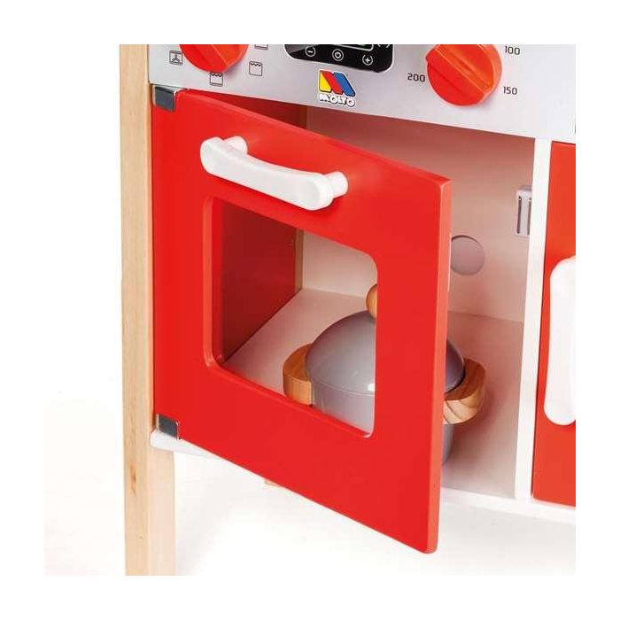 Cocina de madera roja con 10 accesorios 85,5x30x60 cm 2 Cocina de madera roja con 10 accesorios 85,5x30x60 cm 2