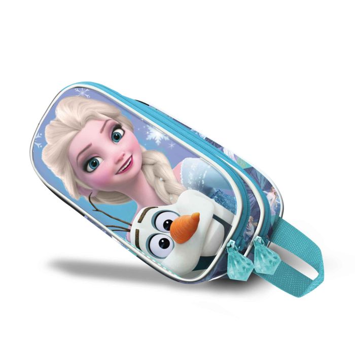 Disney Frozen 2 Estuche Portatodo Escolar 3D Sparkle Doble Compartimento Cremallera Azul