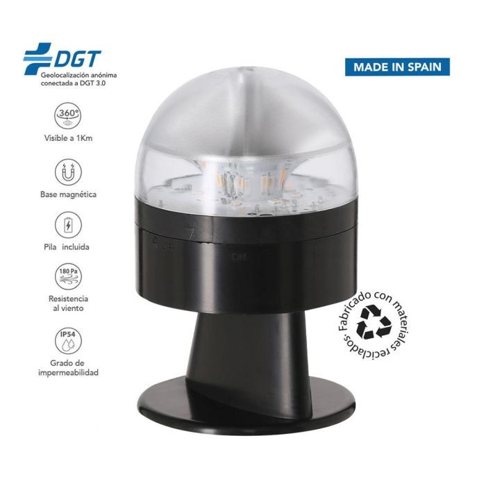 Baliza v16 de emergencia homologada conectada geolocalizable con dgt 3.0 pf erum vial negra, sin ean individual 4