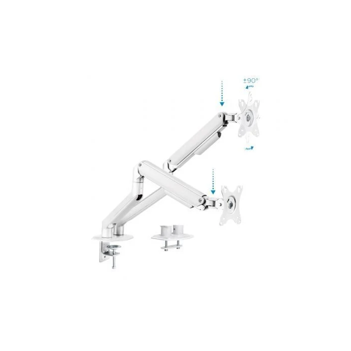 Tooq Soporte de Mesa para 2 Monitores DB4132TNR-W Giratorio Inclinable hasta 9kg Blanco