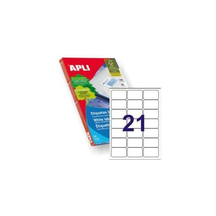 Apli Etiquetas Adhesivas 63,5x38,1 mm Inkjet-Láser C-Romos 21 X 100H Blanco Apli Etiquetas Adhesivas 63,5x38,1 mm Inkjet-Láser C-Romos 21 X 100H Blanco