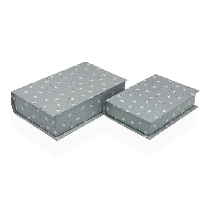 Caja Decorativa Versa Lienzo Madera MDF Flores Libro Caja Decorativa Versa Lienzo Madera MDF Flores Libro