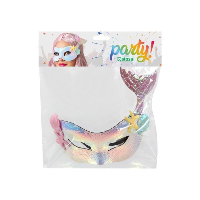 Antifaz Sirena Brillante Fondo Del Mar - Detalles Tropicales y Escamas Azules para Disfraces 1