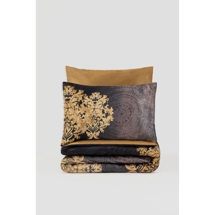 Juego de cama - 1 funda nórdica 220 x 240 cm + 2 fundas de almohada 60 x 60 cm - 100% algodón satén - Antracita 2 Juego de cama - 1 funda nórdica 220 x 240 cm + 2 fundas de almohada 60 x 60 cm - 100% algodón satén - Antracita 2