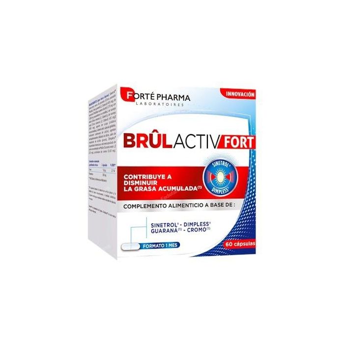 Forté Pharma BRÚLACTIV FORT Complemento Alimenticio para Control y Pérdida de Peso con Sinetrol, Dimpless, Guaraná, Cromo 60 Cápsulas