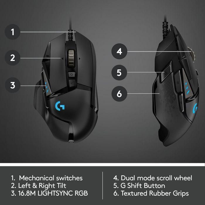 Logitech 910-005470 Ratón Gaming G502 Hero 25600 DPI RGB LIGHTSYNC, 11 Botones Programables, Peso Ajustable y Negro 13