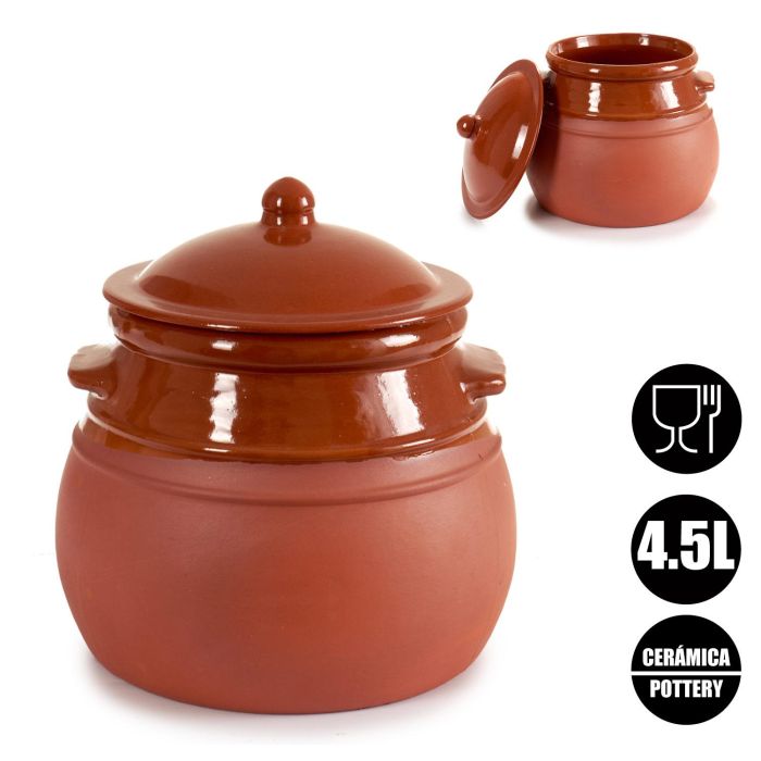 Puchero La Dehesa 4,5 L - Barro refractario, color miel, 25x27x25 cm (2 Unidades) 3 Puchero La Dehesa 4,5 L - Barro refractario, color miel, 25x27x25 cm (2 Unidades) 3