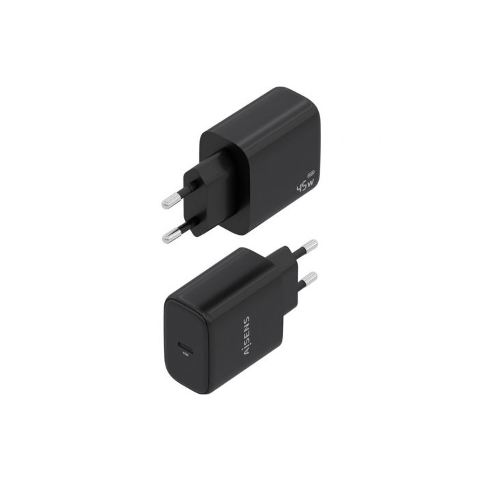 Cargador de Pared GaN Aisens A110-0970/ 1xUSB Tipo-C/ 45W/ Negro 2 Cargador de Pared GaN Aisens A110-0970/ 1xUSB Tipo-C/ 45W/ Negro 2