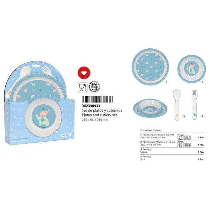 Set de Menaje Infantil Safta Elefantes (4 Piezas) 6 Set de Menaje Infantil Safta Elefantes (4 Piezas) 6