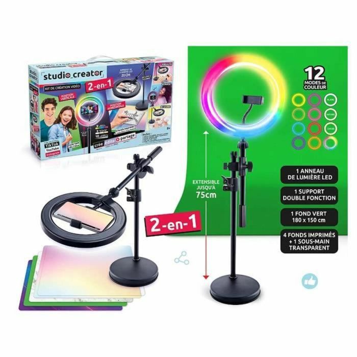 Canal Toys - Estudio de vídeo 2 en 1 con anillo de luz LED multicolor, soporte de doble función - Studio Creator - INF027 1