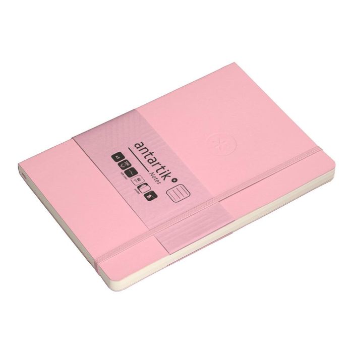 Cuaderno Con Gomilla Antartik Notes Tapa Blanda A5 Hojas Rayas Rosa Pastel 80 Hojas 80 gr Fsc 5