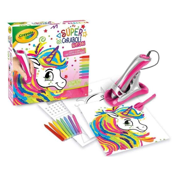 Súper ceraboli crayola unicornio neón ¡derrite la cera y crea tus dibujos en relieve! 29x7,5x30 cm 2