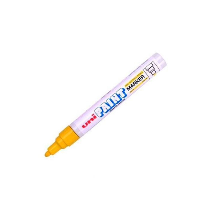 Uni-Ball Marcador Permanente Paint Marker Px-20 L Amarillo - Resistente a agua y luz, punta acrílica