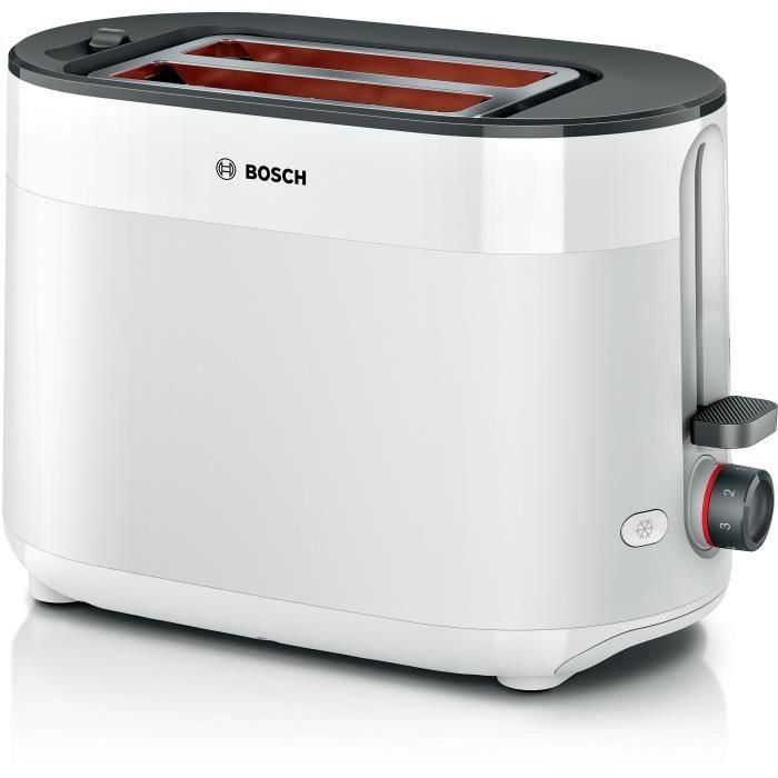 Tostadora - BOSCH - TAT2M121 MyMoment - Blanca - 2 rebanadas - centrado automático del pan - funciones de descongelación y recalentamiento Tostadora - BOSCH - TAT2M121 MyMoment - Blanca - 2 rebanadas - centrado automático del pan - funciones de descongelación y recalentamiento