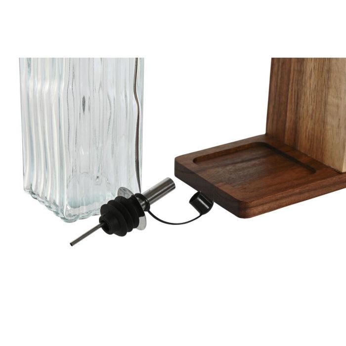 Set de Aceitera y Vinagrera Home ESPRIT Natural Cristal Madera de acacia 500 ml 17,3 x 8 x 30,3 cm 3
