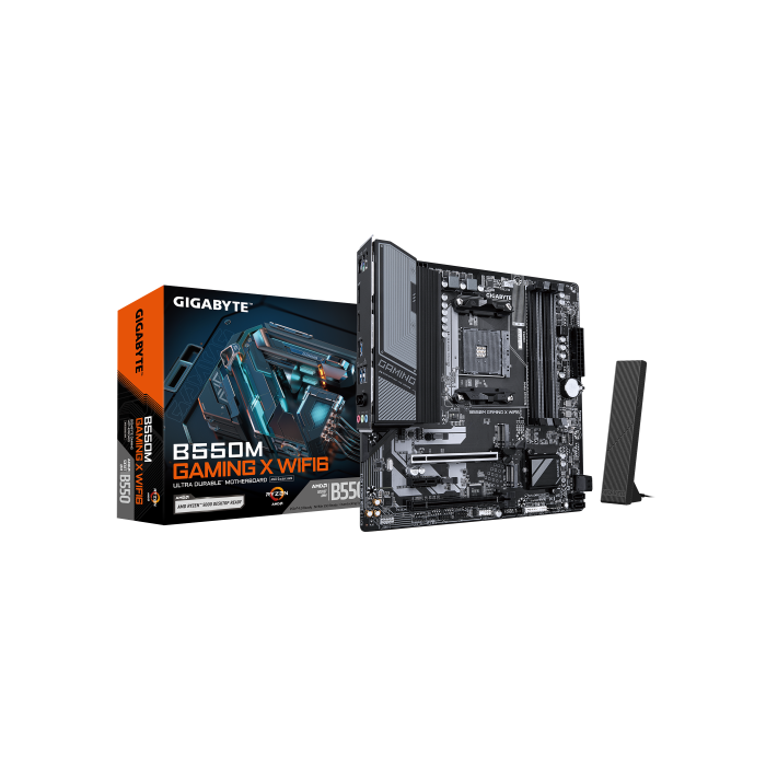 GIGABYTE B550M GAMING X WIFI6 Placa base - Procesadores AMD Ryzen 5000, VRM de 5+3 fases, hasta 3200 MHz DDR4, 1x M.2 PCIe 4.0 + 1x M.2 PCIe 3.0, Wi-Fi 6, LAN 1 GbE, USB 3.2 Gen 1 GIGABYTE B550M GAMING X WIFI6 Placa base - Procesadores AMD Ryzen 5000, VRM de 5+3 fases, hasta 3200 MHz DDR4, 1x M.2 PCIe 4.0 + 1x M.2 PCIe 3.0, Wi-Fi 6, LAN 1 GbE, USB 3.2 Gen 1