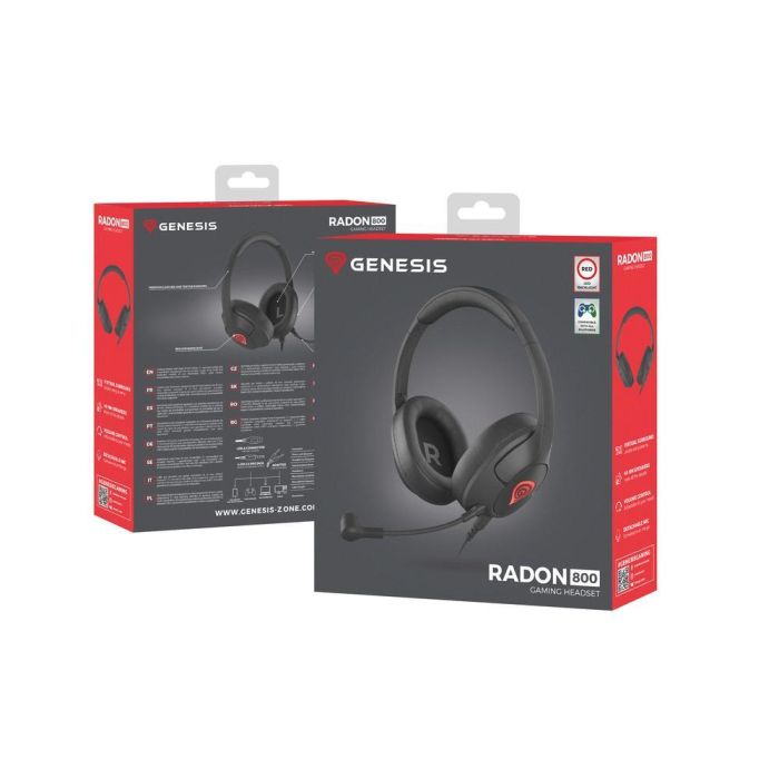 GENESIS Radon 800 Auriculares Gaming de Diadema Alámbricos USB 3.5mm Negro con Sonido 7.1, Micrófono Extraíble y Controles Integrados 8