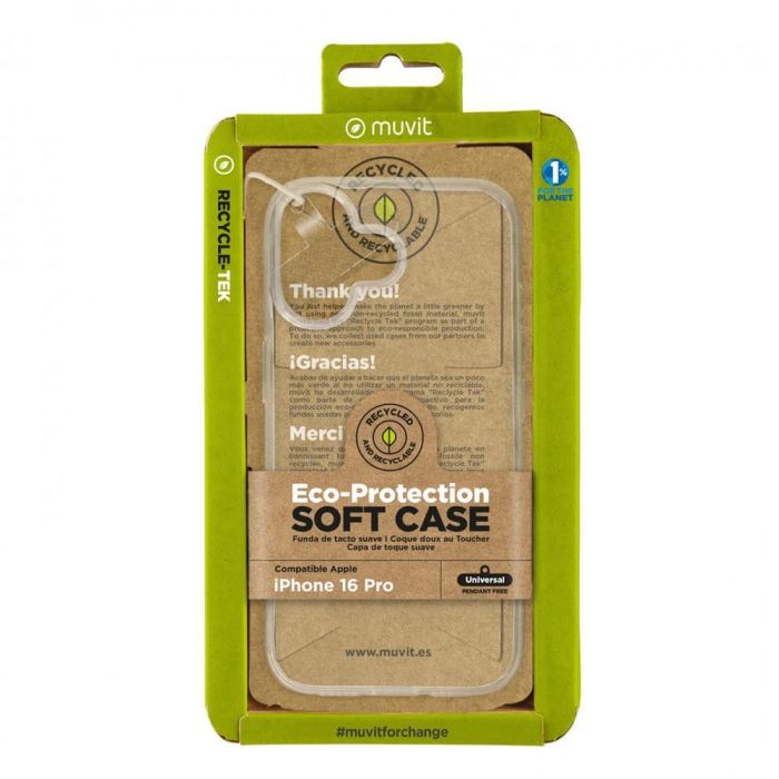 Muvit Funda Recycletek para Apple iPhone 16 - 100% Reciclado, Protección Sostenible