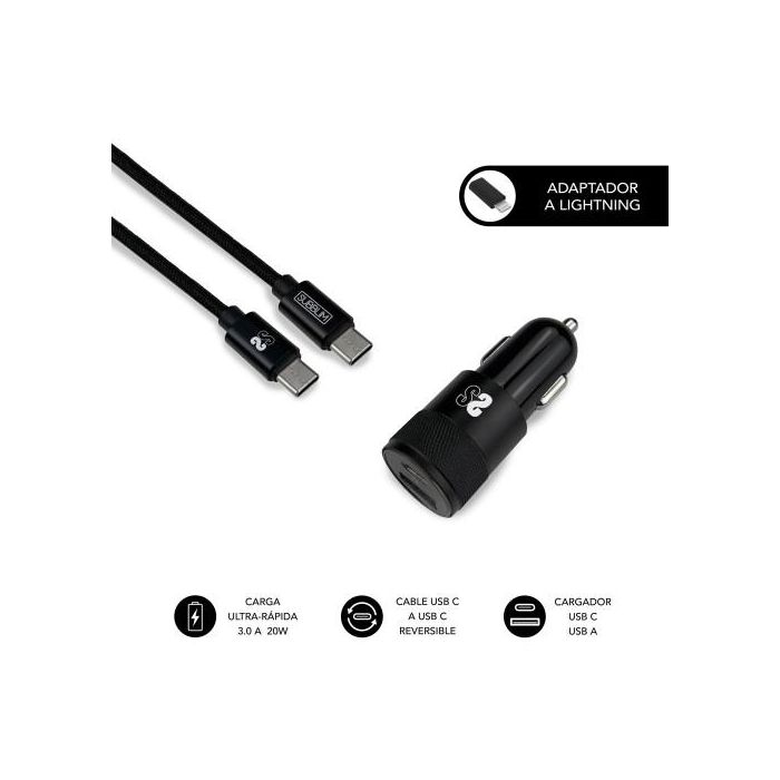 SUBBLIM Cargador coche Dual PD20W+QC3.0+C to C/Lightning B 0 SUBBLIM Cargador coche Dual PD20W+QC3.0+C to C/Lightning B 0