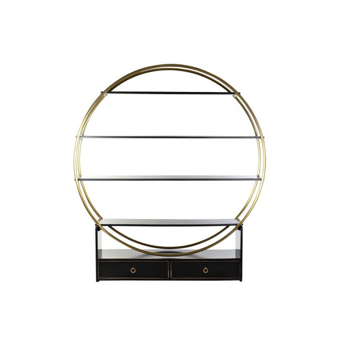 DKD Home Decor Estantería Oriental Alta con 2 Cajones y 4 Estantes de Madera Álamo y Metal Negro Dorado 180x160x35 cm 5 DKD Home Decor Estantería Oriental Alta con 2 Cajones y 4 Estantes de Madera Álamo y Metal Negro Dorado 180x160x35 cm 5