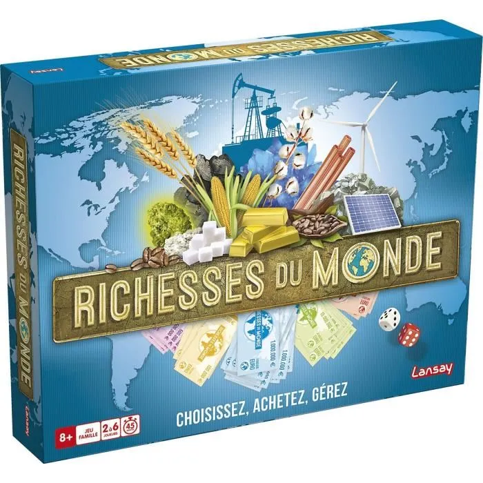 Lansay 75045 Richesses Du Monde Juego de mesa familiar de estrategia y gestión económica para mayores de 8 años 3