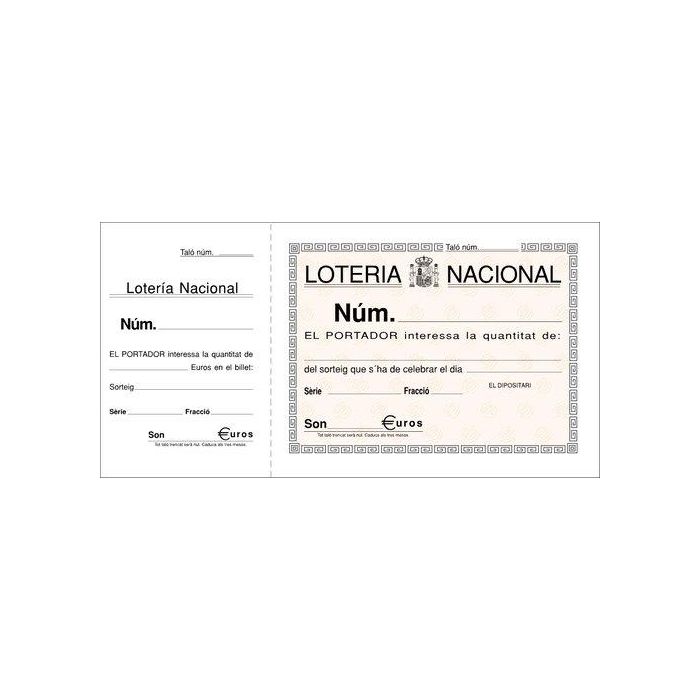 Talonario Catalan Loteria Dos Tintas Loan 10 unidades