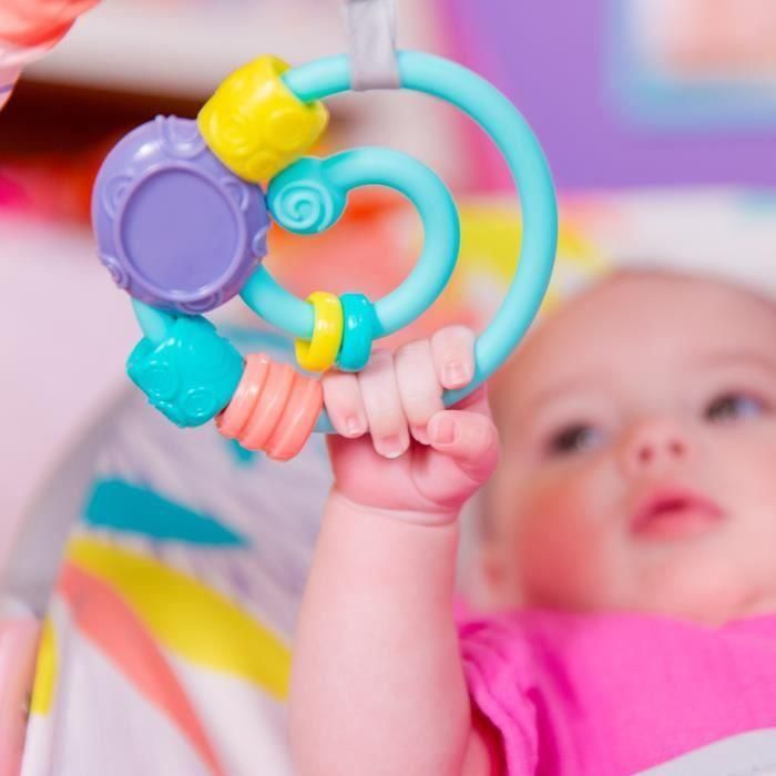 Bright Starts Hamaca Flamingo Vibes, ideal para Bebés Inquietos, con Suaves Vibraciones, Arnés de 3 Puntos y Juguetes Interactivos 5