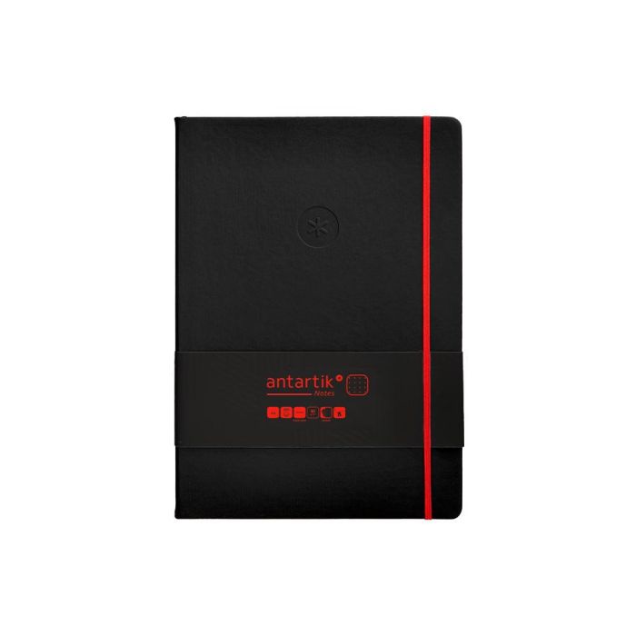 Cuaderno Con Gomilla Antartik Notes Tapa Dura A4 Hojas Puntos Negro Y Rojo 100 Hojas 80 gr Fsc 1