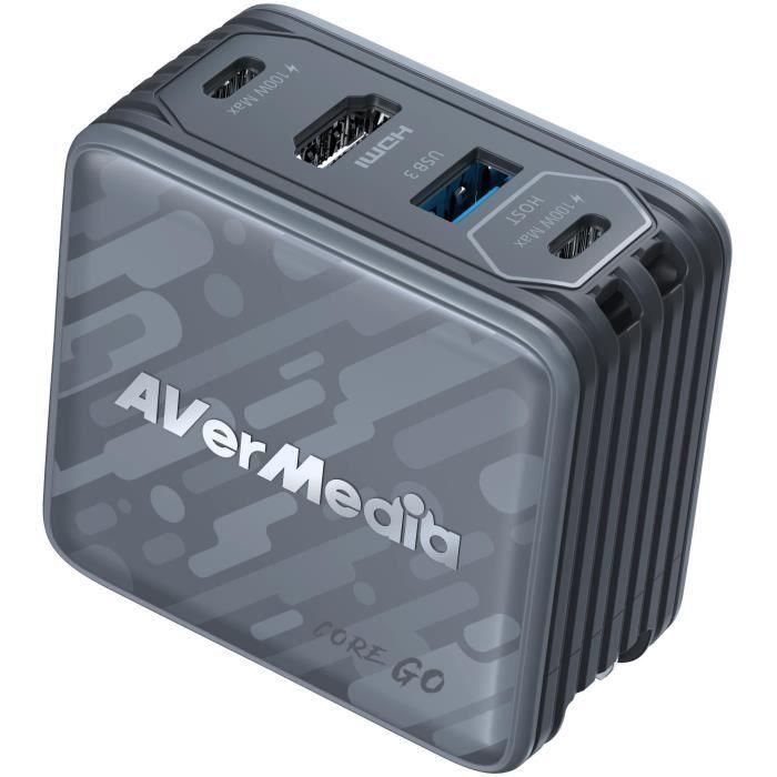 AVerMedia Core GO GC313 Ladedock 100W GaN con HDMI, Cargador USB-C y Power Delivery 3.0 para Dispositivos Universales, Negro