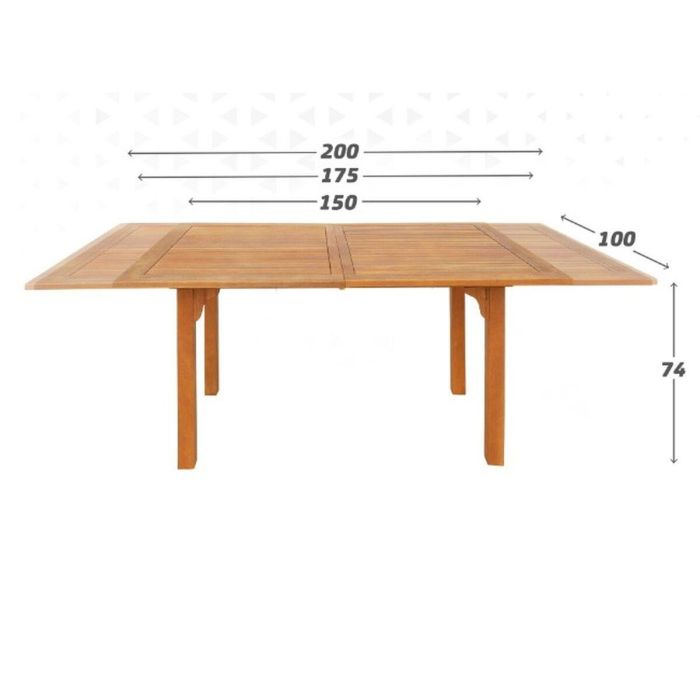 Mesa rectanguilar de acacia extensible aktive 150/200x100x74cm 1