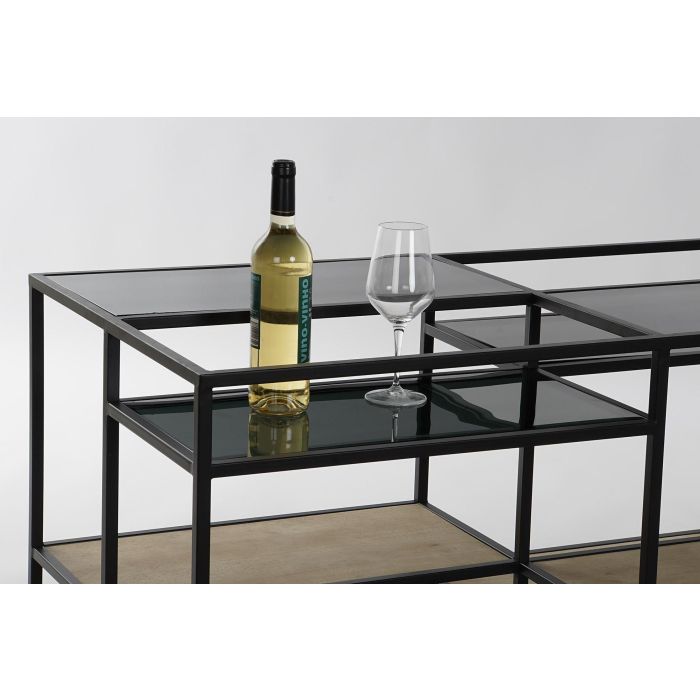 DKD Home Decor Mesa Centro Loft Metal Madera Espejo Negro Natural 120x60x50 cm 1