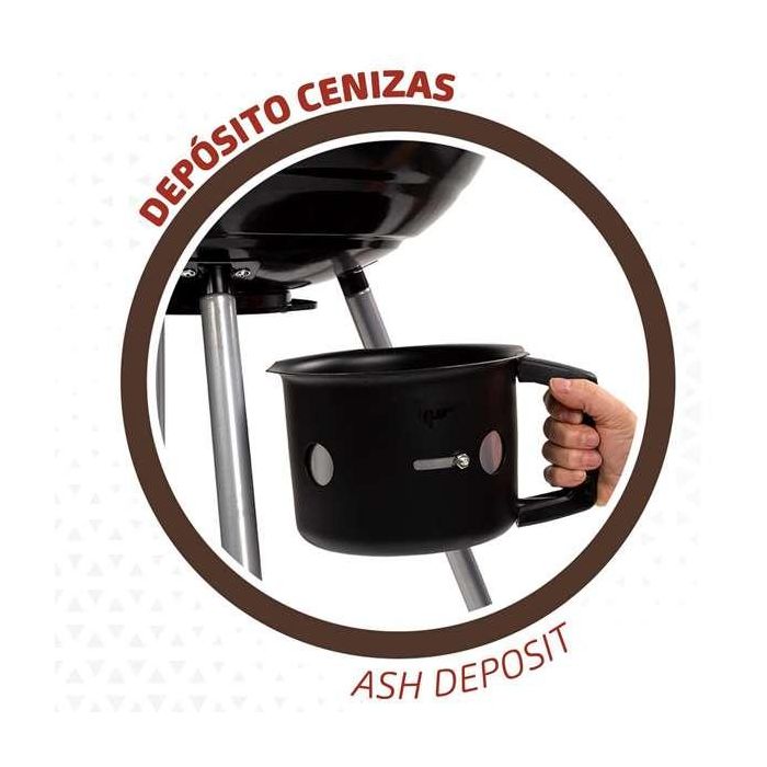 Barbacoa de Carbón con Ruedas Aktive Aluminio Metal esmaltado textileno 57 x 86 x 57 cm Negro 3