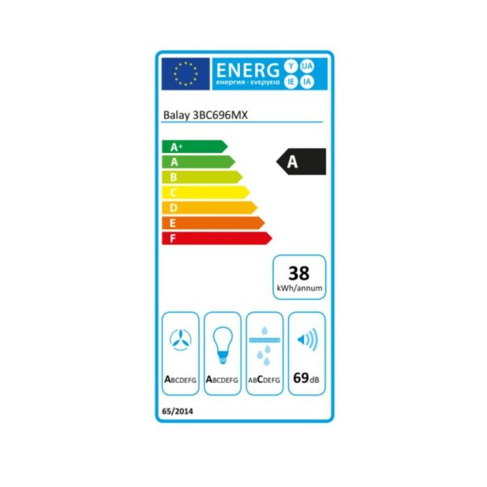 Campana Convencional Balay 3BC696MX 600 m3/h 69 dB (A) Plateado Acero 1