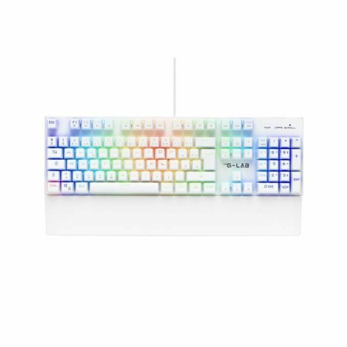 The G-Lab THE3760162051063 Teclado Gaming KEYZ RUBIDIUM Mecánico Interruptor Rojo RGB Con Cable Azerty Blanco con Reposamuñecas