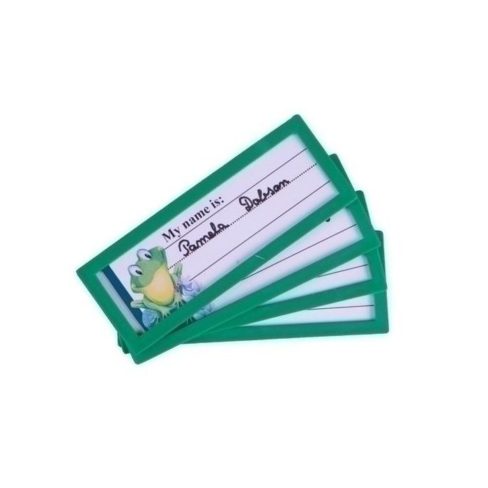 Funda Porta Carteles Tarifold Marco De Identificacion Rigido 120X45 Mm. Permanente Verde Pack De 4