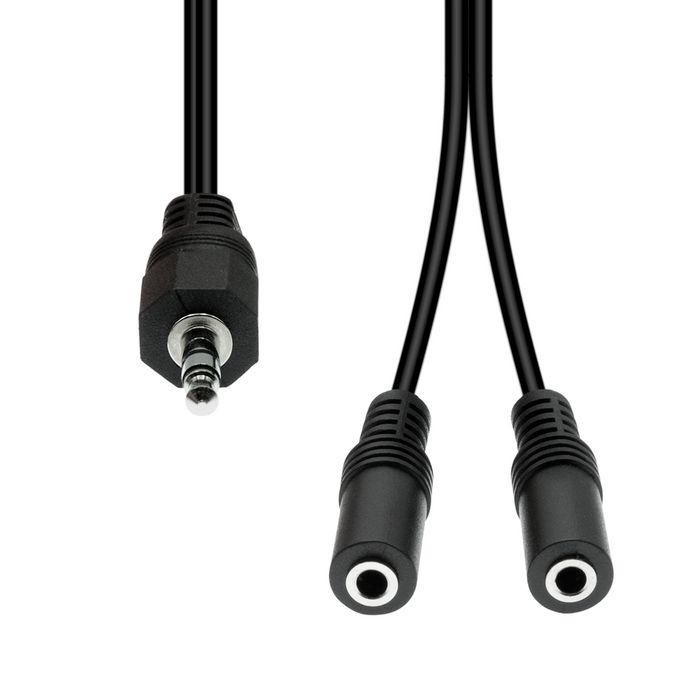 ProXtend Mini-Jack 3-Pin Splitter Cable M-F Black 20cm ProXtend Mini-Jack 3-Pin Splitter Cable M-F Black 20cm