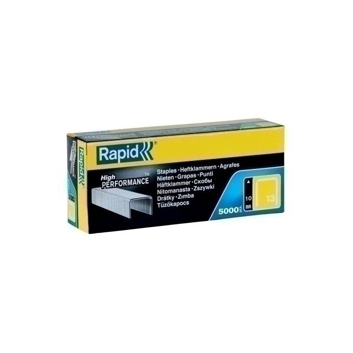 Rapid 13/10 Grapas finas de acero galvanizado 10 mm, caja de 5000 unidades, alto rendimiento, corte de precisión