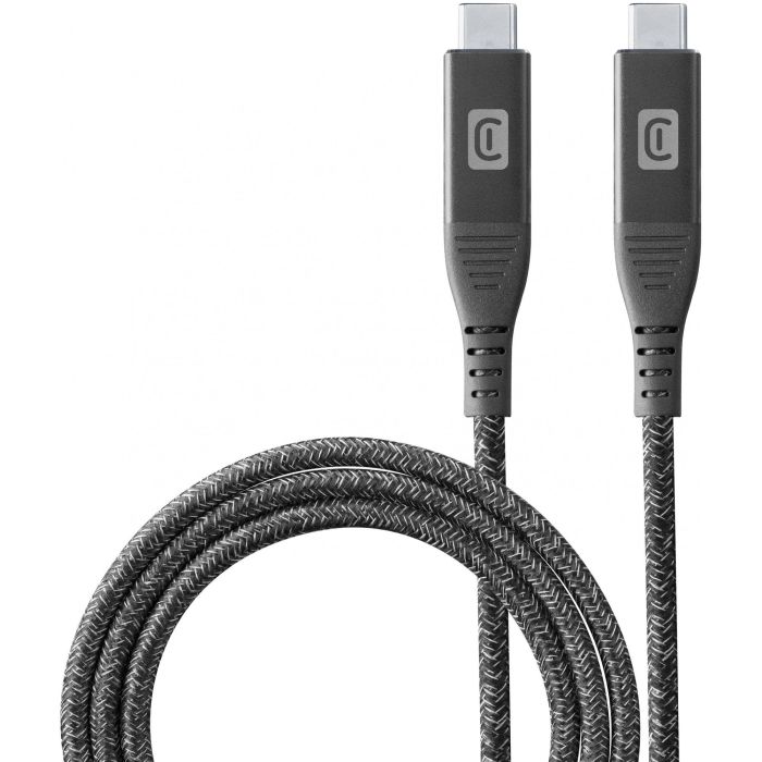 Cellularline Cable USB-C a USB-C 3.1 10Gbps, Carga Rápida 100W/5A, Transferencia de Datos, 1 Metro, Negro