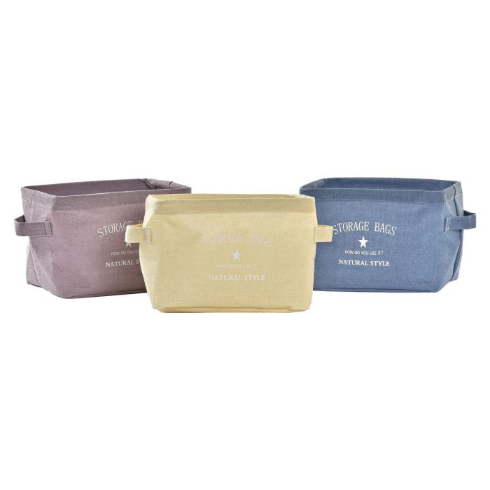 Cesta DKD Home Decor Amarillo Azul Granate Lienzo Moderno 20 x 16 x 15 cm (3 Unidades) 1 Cesta DKD Home Decor Amarillo Azul Granate Lienzo Moderno 20 x 16 x 15 cm (3 Unidades) 1