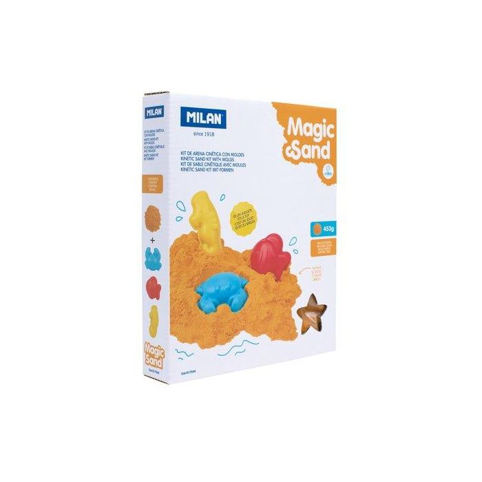 Milán Kit de arena cinética Magic sand con 3 moldes, para niños a partir de 18 meses
