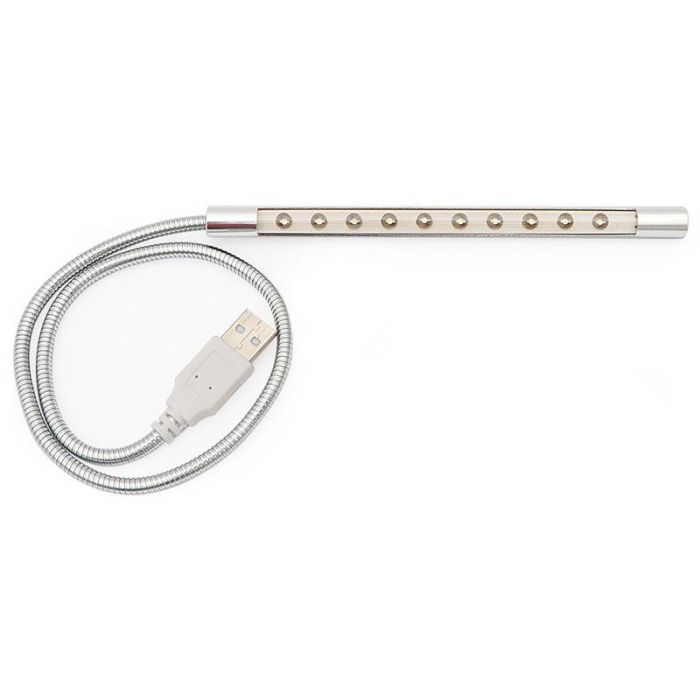 HERRAJES ALK Flexo Lámpara de Escritorio USB Táctil 10 LEDs, Luz Blanca Fría 6000K, Brazo Flexible 415mm, 5V 1W, Gris